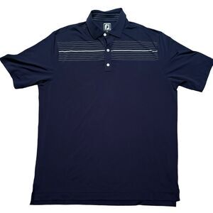 FootJoy Men's 2XL Navy Chest Striped Embroidered Logo Short Sleeve Polo